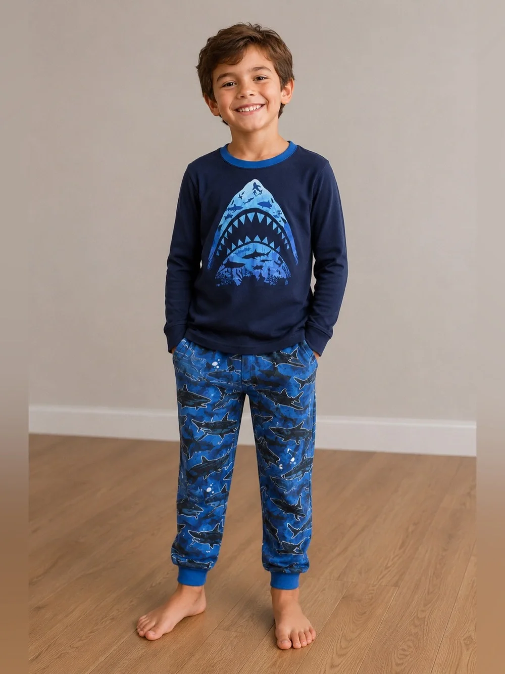Kids Shark Pajama Set - Blue